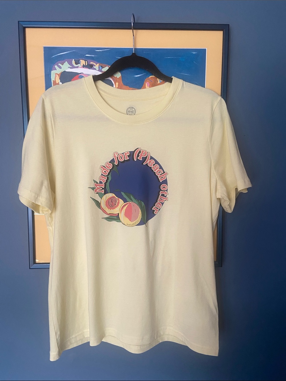 Tory Burch Cream Tee with Peach Graphic